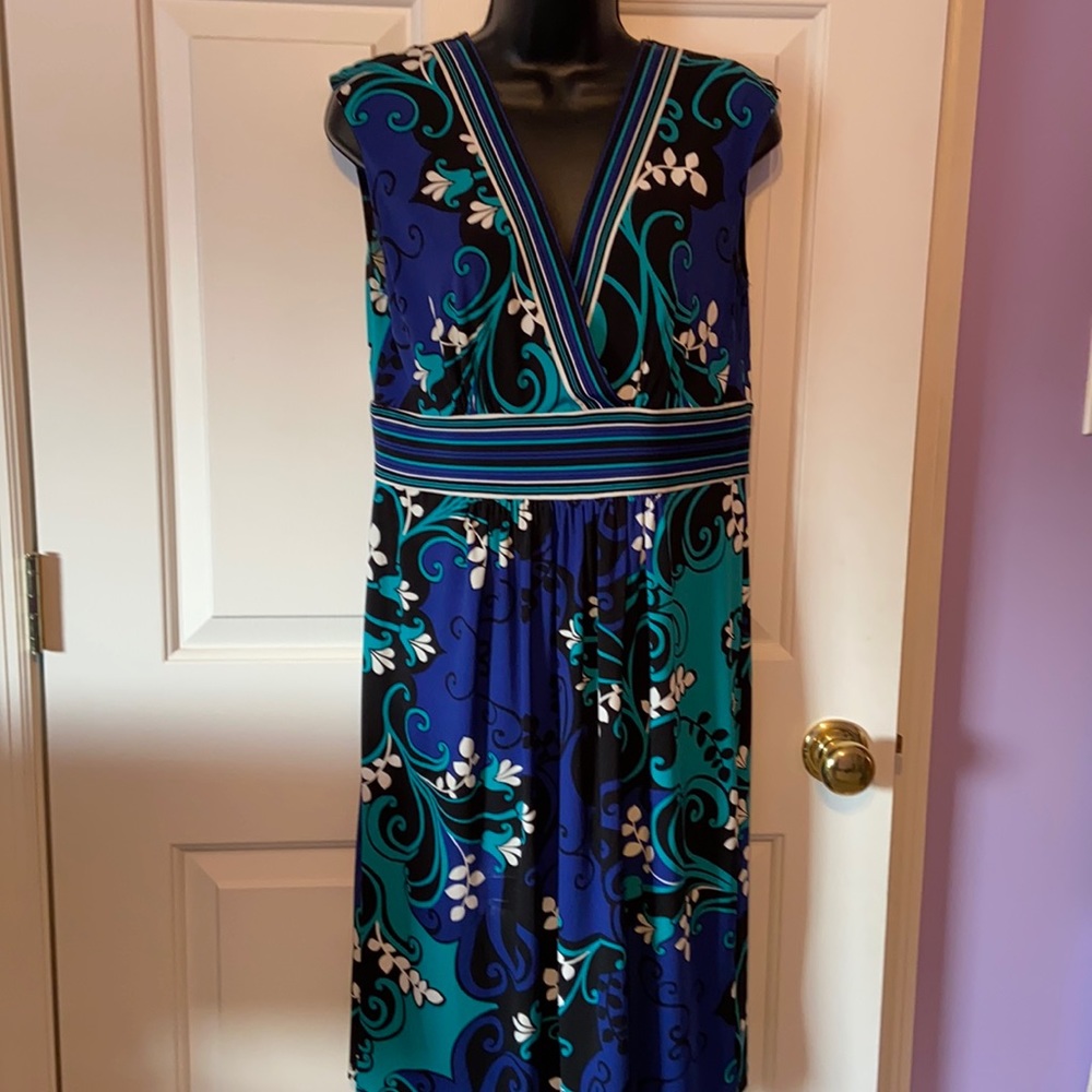 London Style Blue/Teal paisley dress